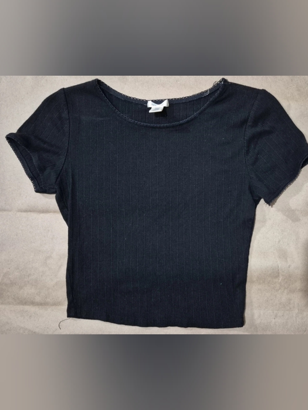 BOZZOLO Black Ribbed Short Sleeve Top Size Medium